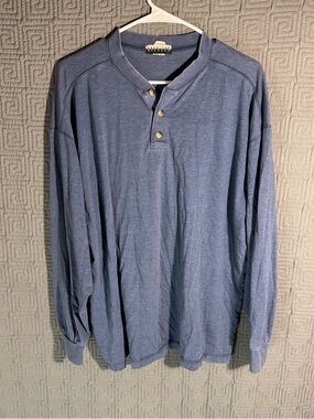 American Weekend Henley T-Shirt Men’s XL 46-48 Long Sleeve Cotton Blend Blue
